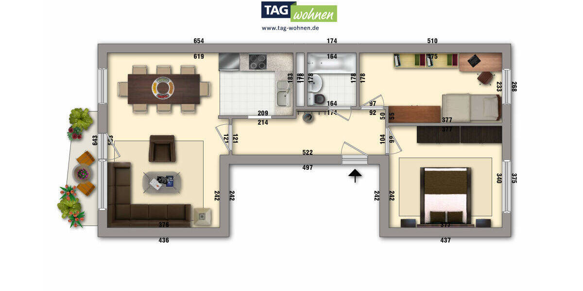 Etagenwohnung Gotha Gotha West - 3 Zimmer, 59 m&sup2;, 360&euro; | Angebot:26307120