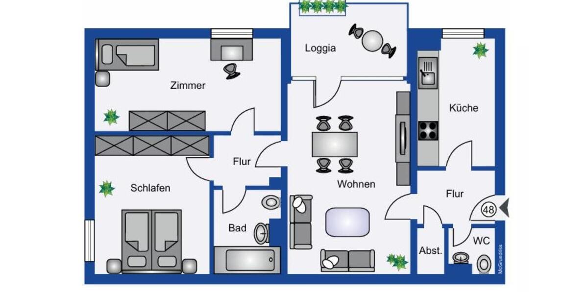Etagenwohnung Duisburg Huckingen - 3 Zimmer, 79 m&sup2;, 600&euro; | Angebot:25960255