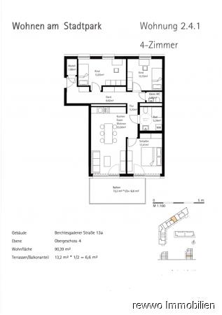 Etagenwohnung Burghausen - 4 Zimmer, 90 m&sup2;, 1.310&euro; | Angebot:26444599