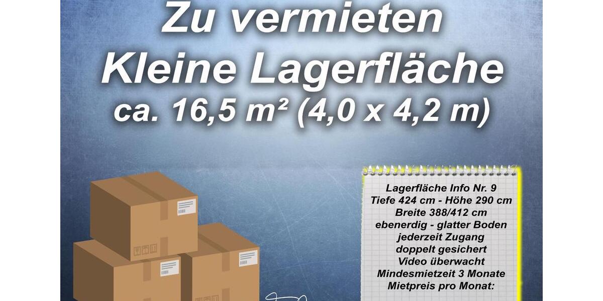 Ich vermiete eine kleine Lagerfläche ca. 16,5 qm zimmer