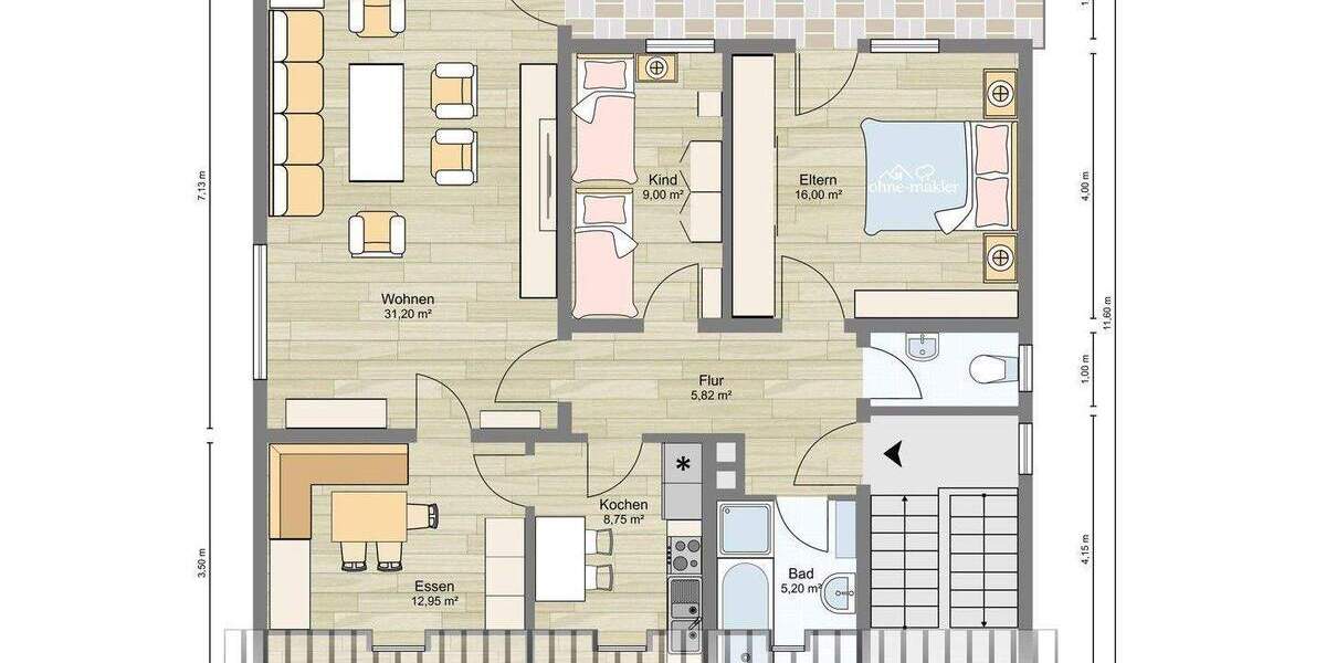 Etagenwohnung Elmstein Harzofen - 4 Zimmer, 95 m&sup2;, 735&euro; | Angebot:26170610
