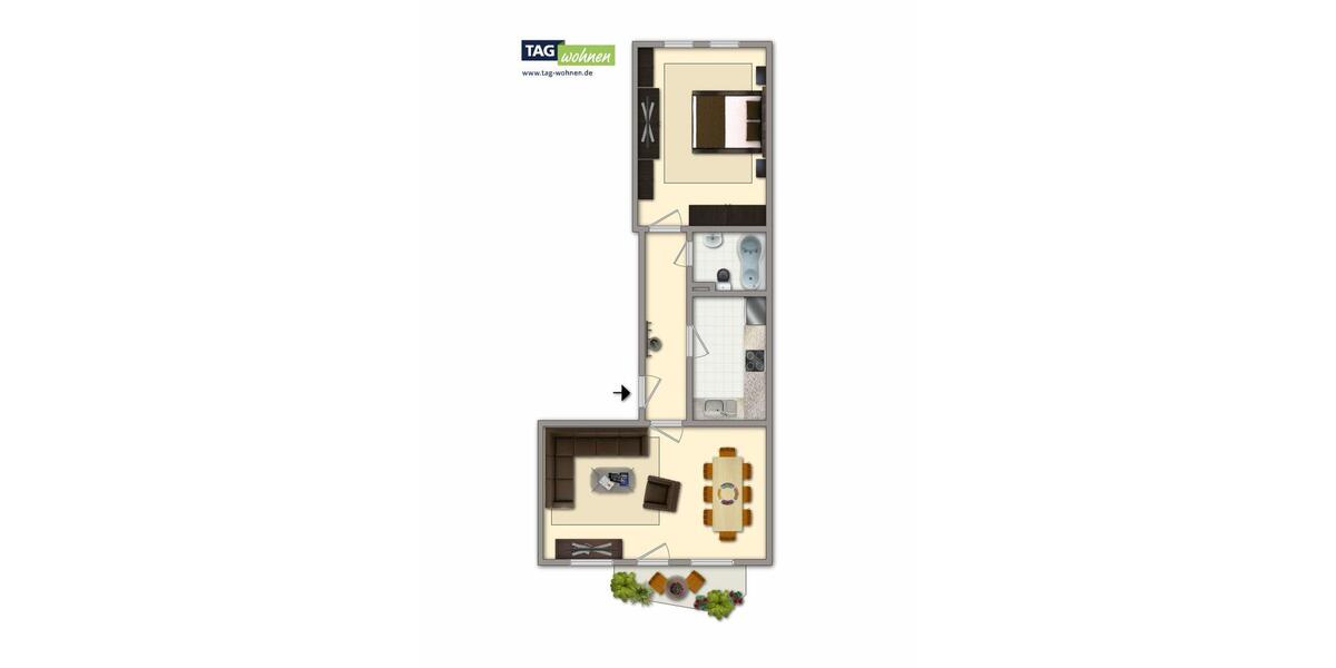 Etagenwohnung Gotha - 2 Zimmer, 57 m&sup2;, 345&euro; | Angebot:26251303