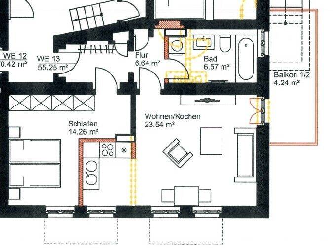 Etagenwohnung Leipzig Südvorstadt - 2 Zimmer, 55 m&sup2;, 774&euro; | Angebot:26805541