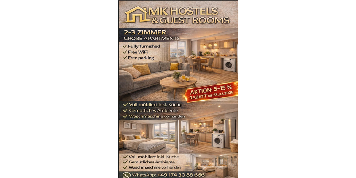 Wohnen auf Zeit Oyten - 3 Zimmer, 98 m&sup2;, 29&euro; | Angebot:25532393