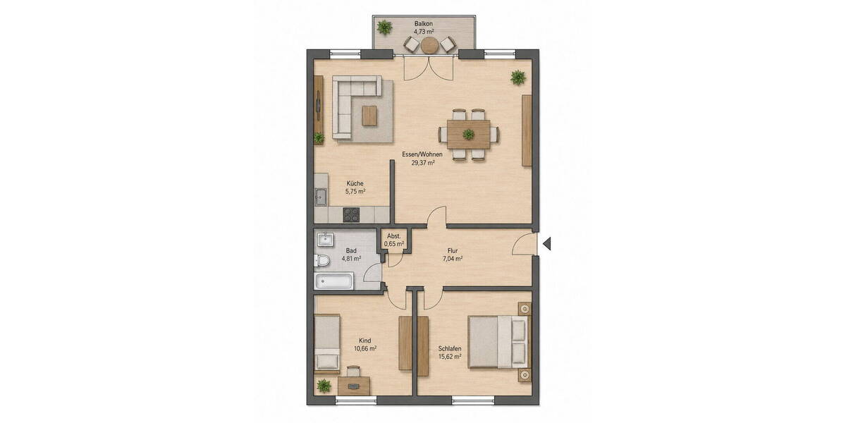 Etagenwohnung Bad Soden-Salmünster Bad Soden - 2 Zimmer, 75 m&sup2;, 680&euro; | Angebot:26764397