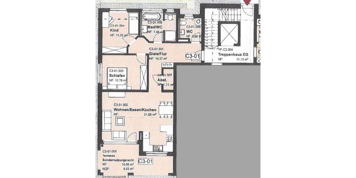 Erdgeschoßwohnung Jestetten - 3 Zimmer, 92 m&sup2;, 1.100&euro; | Angebot:26088254