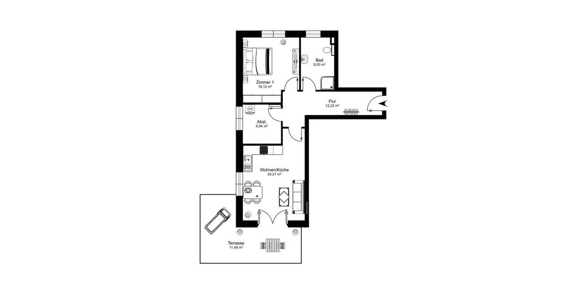 Etagenwohnung Bad Bevensen / Medingen Klein Bünstorf - 2 Zimmer, 78 m&sup2;, 750&euro; | Angebot:26190429