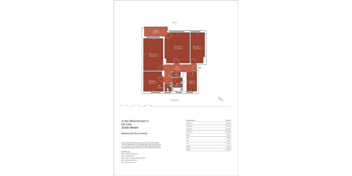Etagenwohnung Minden Innenstadt - 4 Zimmer, 86 m&sup2;, 849&euro; | Angebot:25661423