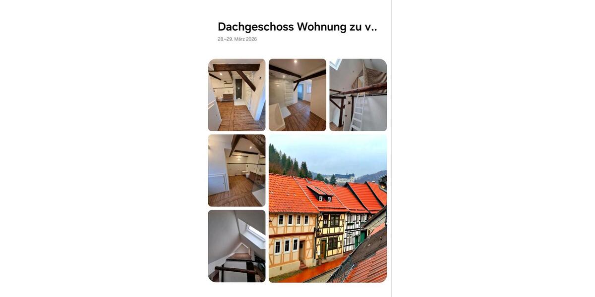 Dachgeschoßwohnung Südharz - 2 Zimmer, 60 m&sup2;, 700&euro; | Angebot:25950792