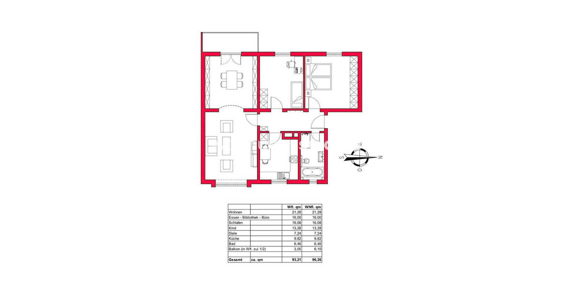 Etagenwohnung München Schwabing-West - 4 Zimmer, 95 m&sup2;, 1.840&euro; | Angebot:26028587