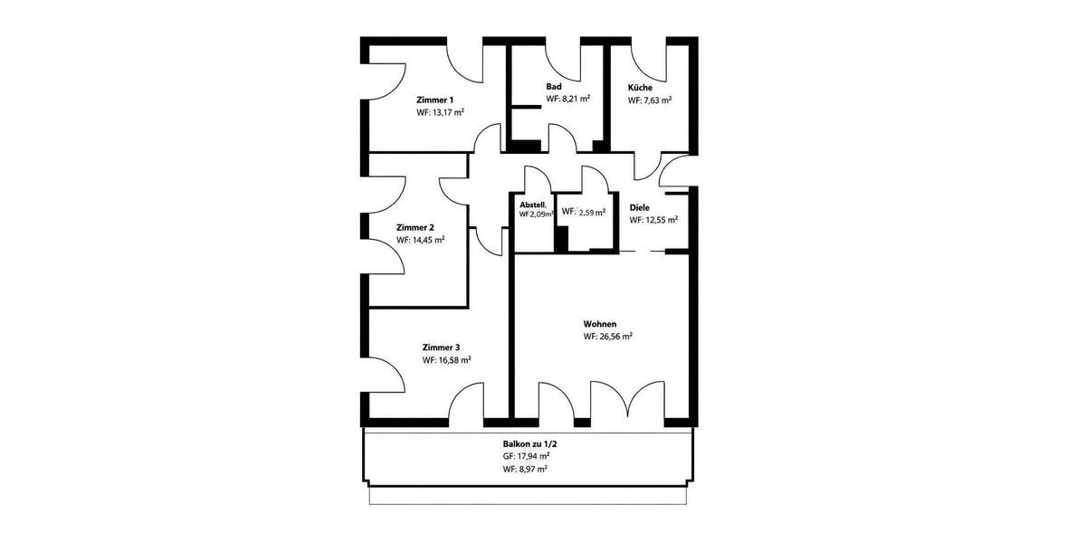 Etagenwohnung München Bogenhausen - 4 Zimmer, 113 m&sup2;, 2.600&euro; | Angebot:24860536