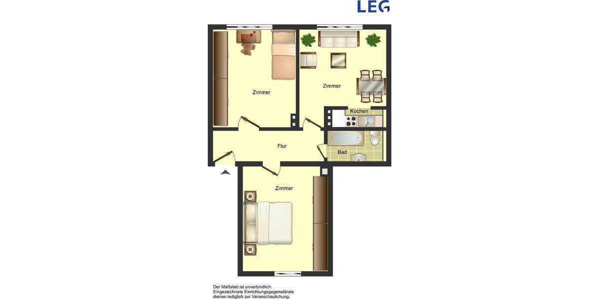 Etagenwohnung Solingen Mitte - 2 Zimmer, 54 m&sup2;, 599&euro; | Angebot:24772909