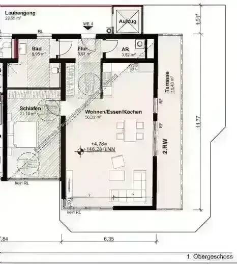 Etagenwohnung Trier Innenstadt - 2 Zimmer, 97 m&sup2;, 1.330&euro; | Angebot:26657282