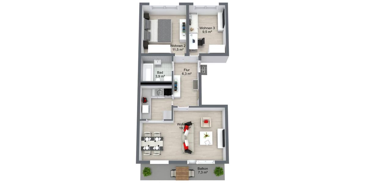 Etagenwohnung Schwedt (Oder) - 3 Zimmer, 57 m&sup2;, 315&euro; | Angebot:25880725