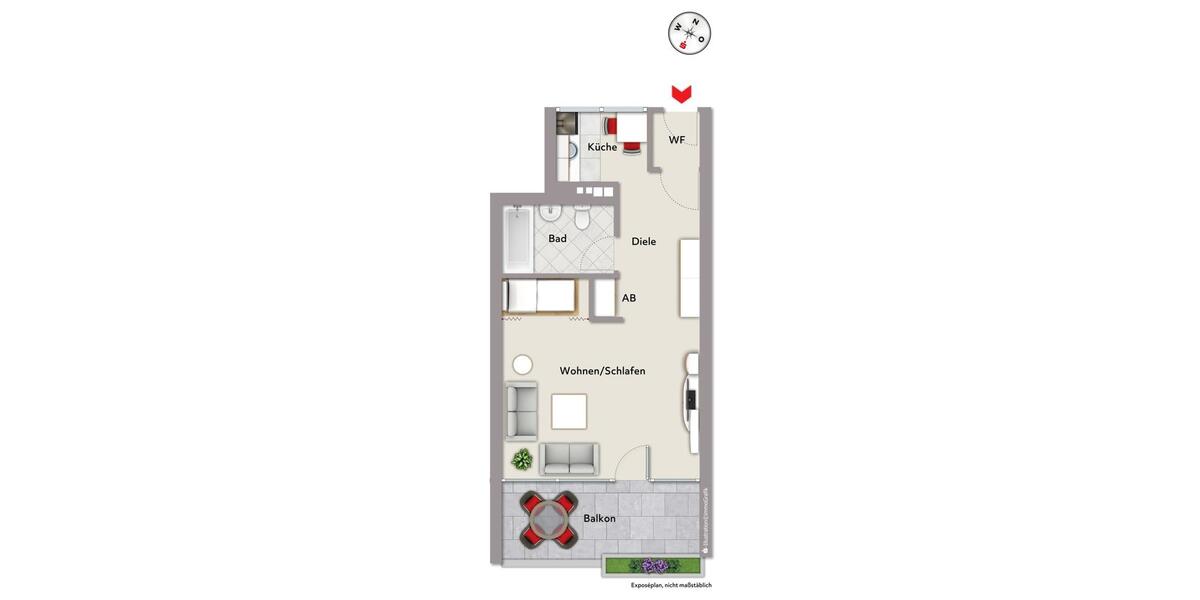 Etagenwohnung Nürnberg Langwasser - 1 Zimmer, 47 m&sup2;, 660&euro; | Angebot:24624729