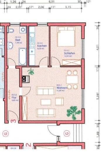 helle 2-Raum-Wohnung 2 zimmer