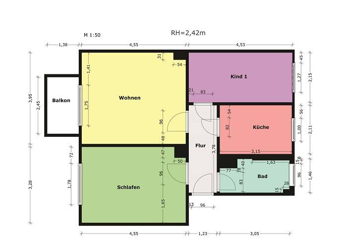 Etagenwohnung Oschersleben Oschersleben - 3 Zimmer, 60 m&sup2;, 387&euro; | Angebot:26807248