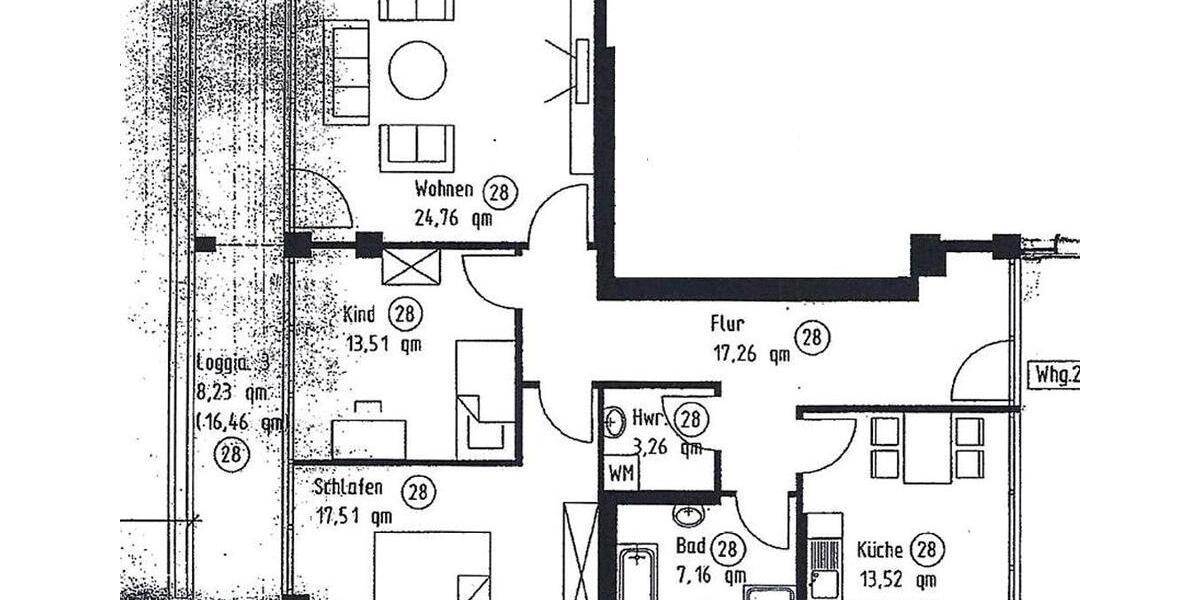 Etagenwohnung Augsburg Lechhausen - 3 Zimmer, 100 m&sup2;, 1.370&euro; | Angebot:24865815