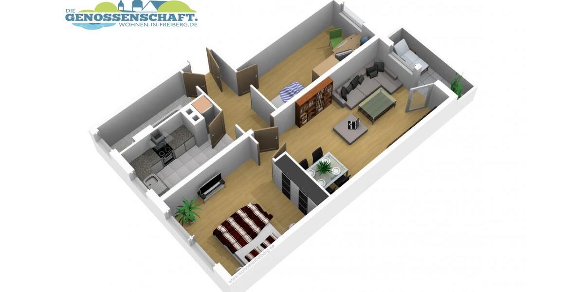 Erdgeschoßwohnung Freiberg - 3 Zimmer, 58 m&sup2;, 429&euro; | Angebot:26459462