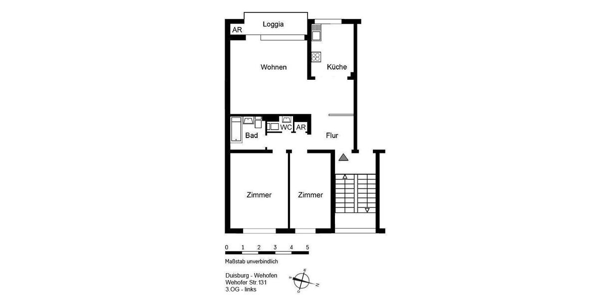 Etagenwohnung Duisburg Hamborn - 3.5 Zimmer, 77 m&sup2;, 659&euro; | Angebot:26412930