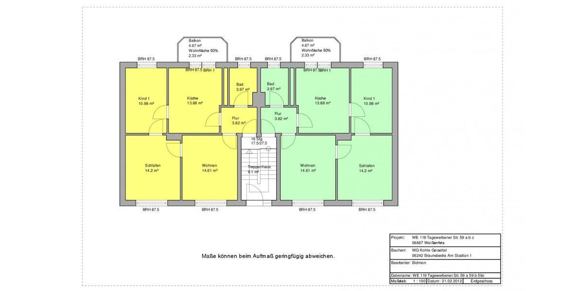 Erdgeschoßwohnung Weißenfels - 3 Zimmer, 62 m&sup2;, 406&euro; | Angebot:26547399