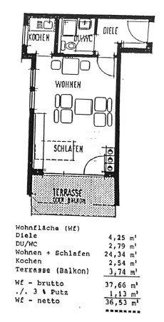 Erdgeschoßwohnung Bayreuth Bernecker Straße / Insel / Riedelsberg - 1 Zimmer, 37 m&sup2;, 430&euro; | Angebot:26058107