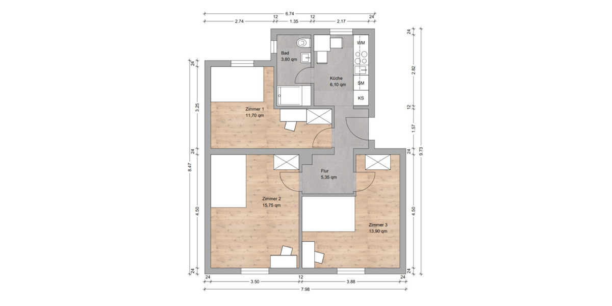 Wohnen auf Zeit Nürnberg Langwasser - 1 Zimmer, 16 m&sup2;, 525&euro; | Angebot:24605229