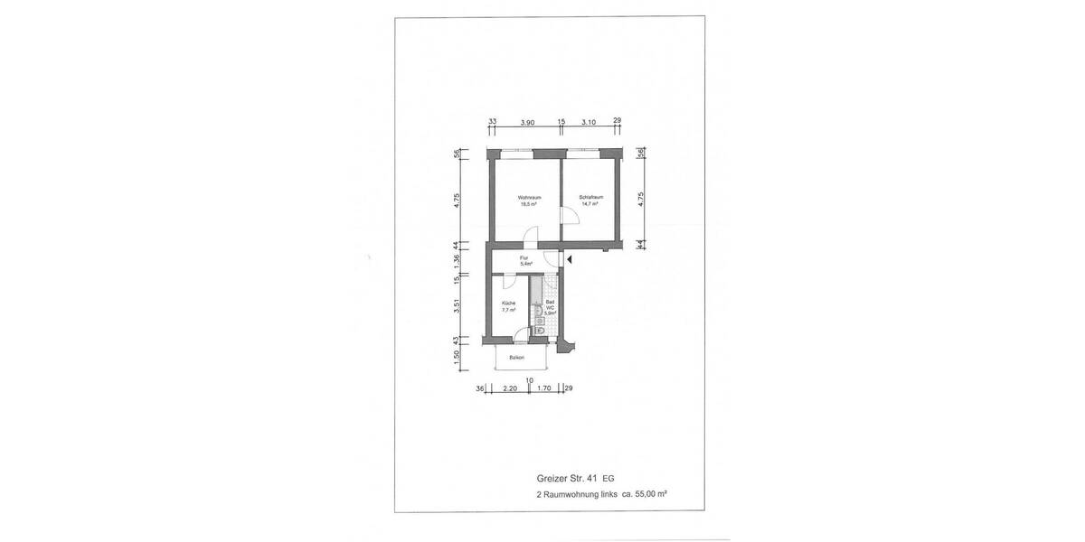 Etagenwohnung Gera Innenstadt - 2 Zimmer, 54 m&sup2;, 345&euro; | Angebot:26805904