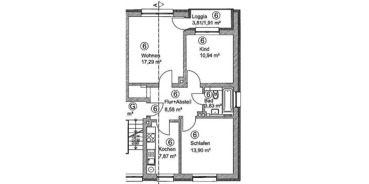 Etagenwohnung Bad Brückenau - 3 Zimmer, 64 m&sup2;, 520&euro; | Angebot:25896208