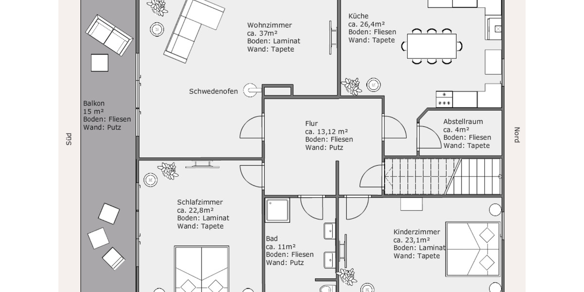 Dachgeschoßwohnung Illingen - 3 Zimmer, 137 m&sup2;, 1.350&euro; | Angebot:24865388