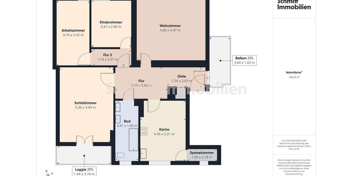 Etagenwohnung Frankfurt am Main West - 4 Zimmer, 110 m&sup2;, 1.300&euro; | Angebot:26321655
