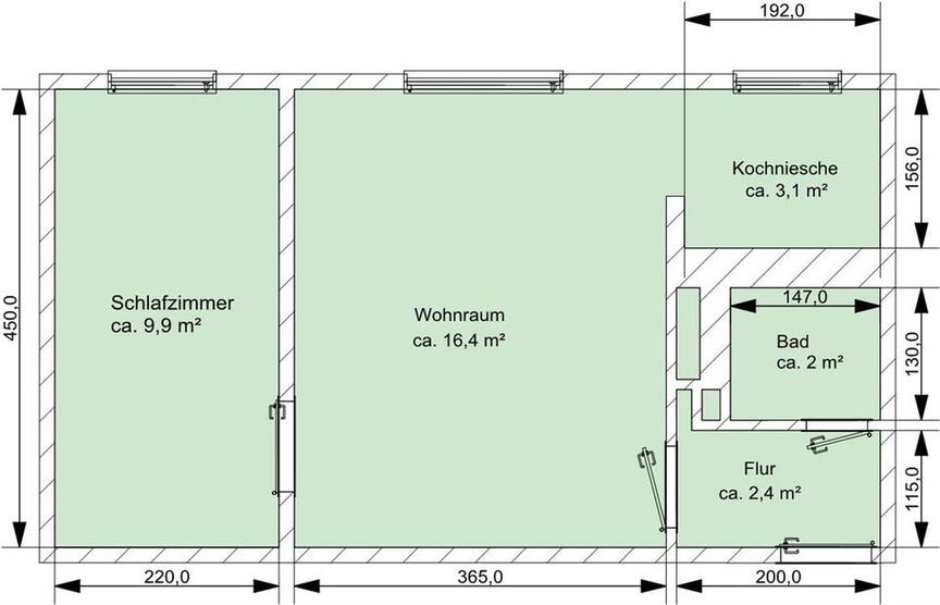 Ideale Single-Wohnung zimmer