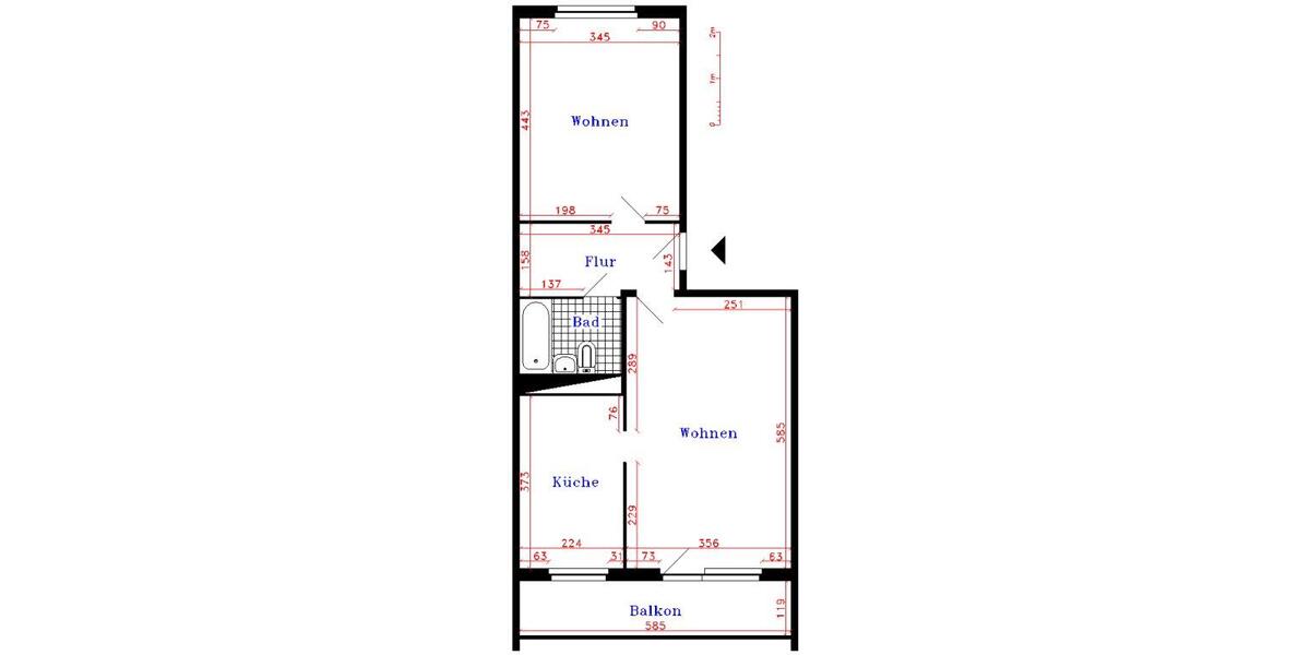Etagenwohnung Zerbst (Anhalt) - 2 Zimmer, 57 m&sup2;, 324&euro; | Angebot:21710421