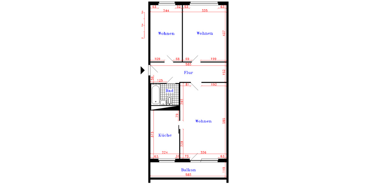 Etagenwohnung Zerbst (Anhalt) - 3 Zimmer, 71 m&sup2;, 355&euro; | Angebot:21710421