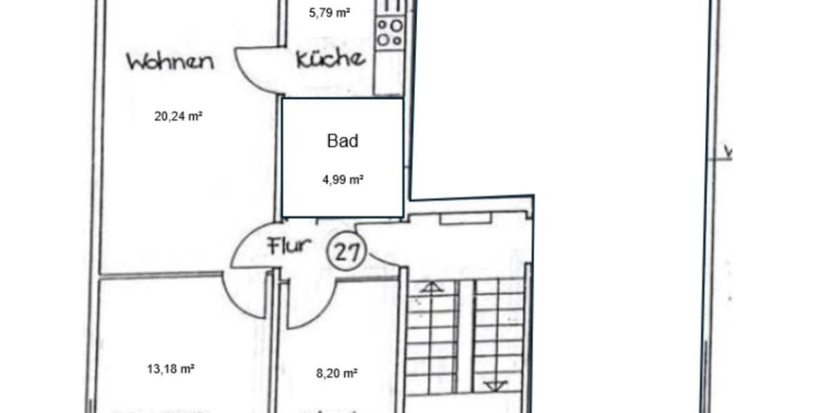 Etagenwohnung Schwerin Friedrichsthal - 3 Zimmer, 55 m&sup2;, 618&euro; | Angebot:24749657