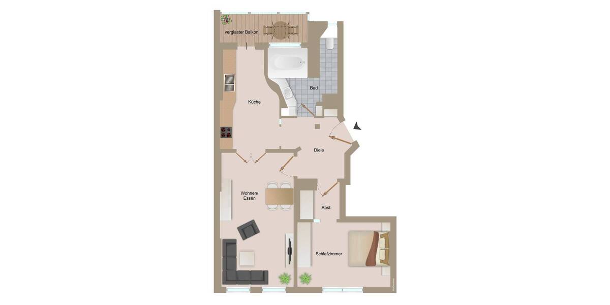 Etagenwohnung Stuttgart West - 2 Zimmer, 70 m&sup2;, 1.290&euro; | Angebot:26190933