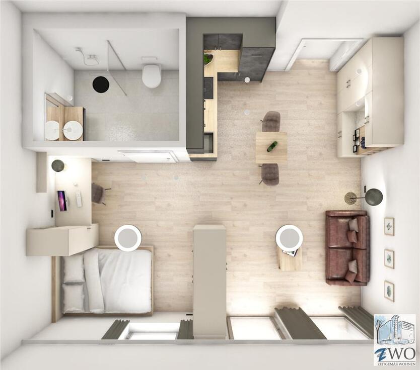 Dieses chicke, möblierte Ein-Zimmer Apartment wartet auf Sie!