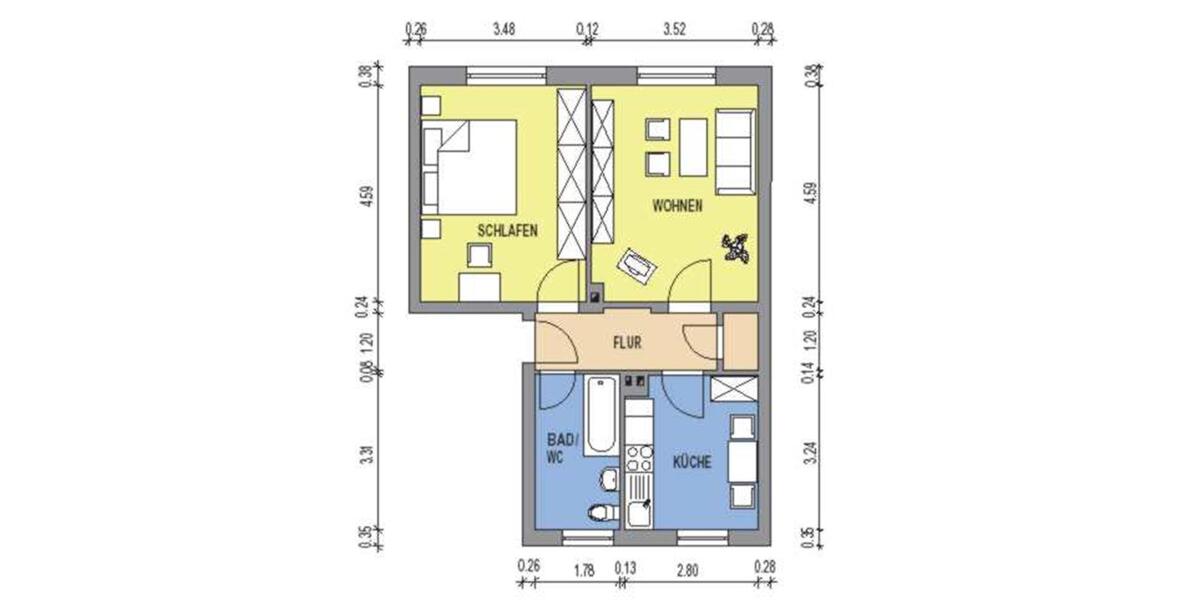 Etagenwohnung Kottmar - 2 Zimmer, 51 m&sup2;, 257&euro; | Angebot:25646207