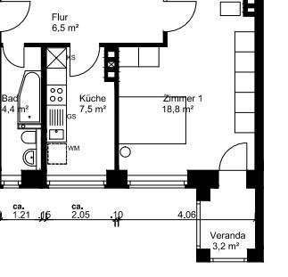 Dachgeschoßwohnung Brandenburg an der Havel Bahnhofsvorstadt - 2 Zimmer, 59 m&sup2;, 550&euro; | Angebot:23457654