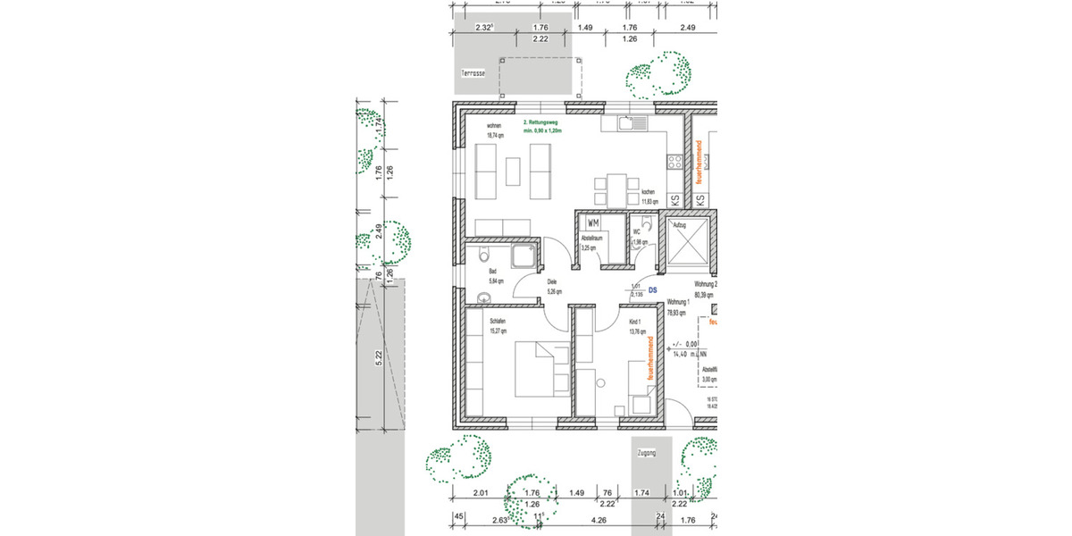 Erdgeschoßwohnung Kleve - 3 Zimmer, 79 m&sup2;, 950&euro; | Angebot:25253318