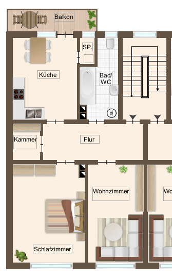 Etagenwohnung Frankenthal Frankenthal Kernstadt - 2 Zimmer, 71 m&sup2;, 817&euro; | Angebot:26021315