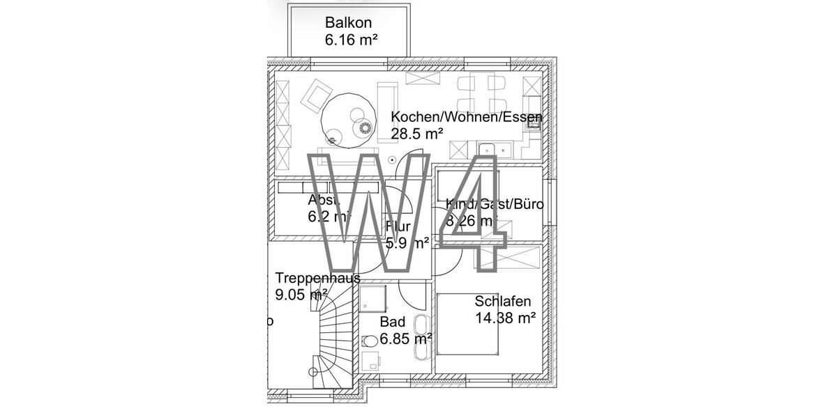 Etagenwohnung Niederlangen - 2.5 Zimmer, 70 m&sup2;, 700&euro; | Angebot:26566023