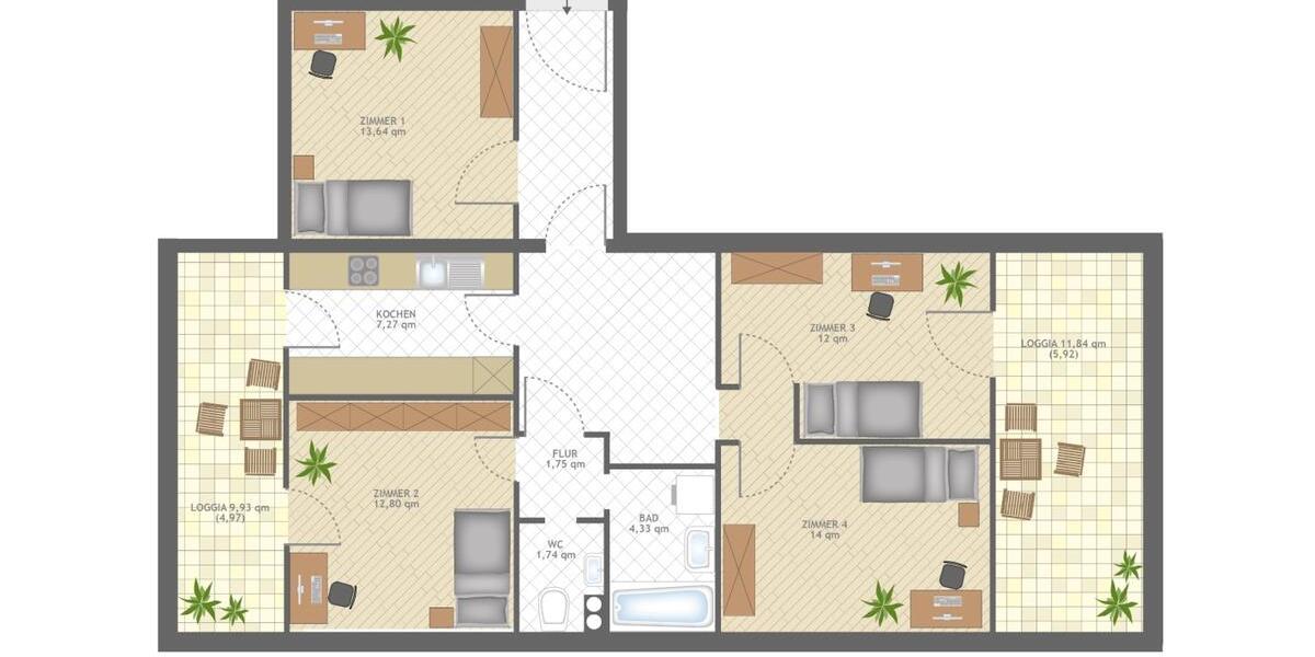 Wohnen auf Zeit Würzburg Frauenland - 4 Zimmer, 13 m&sup2;, 575&euro; | Angebot:26677055