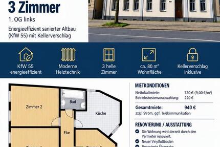 Wohnung Luckenwalde - 3 Zimmer, 80 m&sup2;, 760&euro; | Angebot:27631741