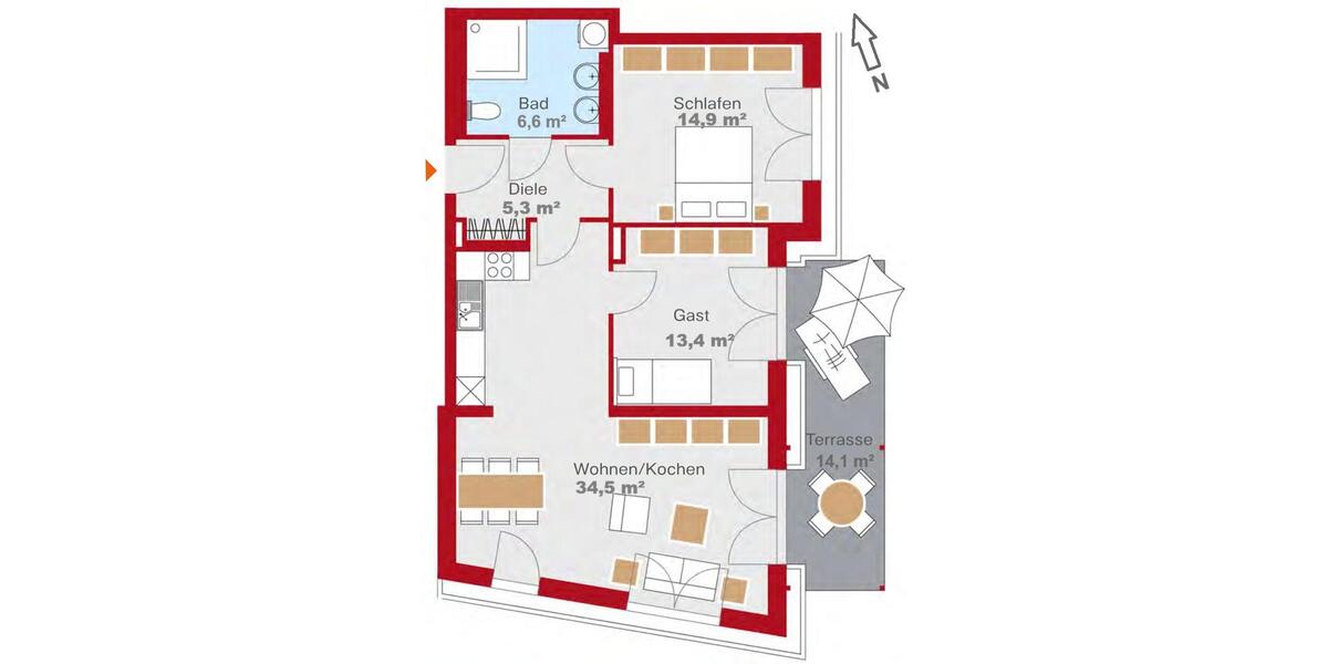 Erdgeschoßwohnung Bayreuth Bernecker Straße / Insel / Riedelsberg - 3 Zimmer, 78 m&sup2;, 950&euro; | Angebot:26255336
