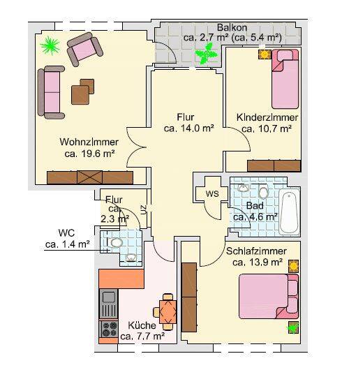 Etagenwohnung Kronshagen Kopperpahl - 3 Zimmer, 77 m&sup2;, 770&euro; | Angebot:26824750