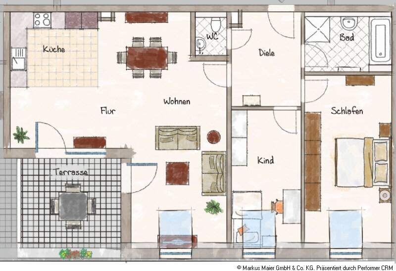 Etagenwohnung Dorfen - 3 Zimmer, 92 m&sup2;, 1.295&euro; | Angebot:26157541