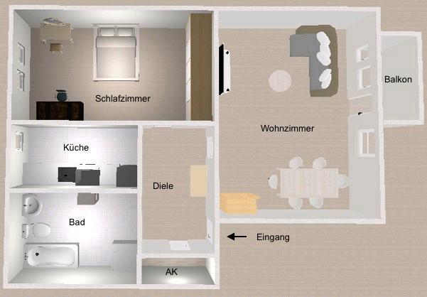 Sanierte 2-Zimmer Wohnung, Balkon, Einbauküche & TG Kleinenbroich zimmer