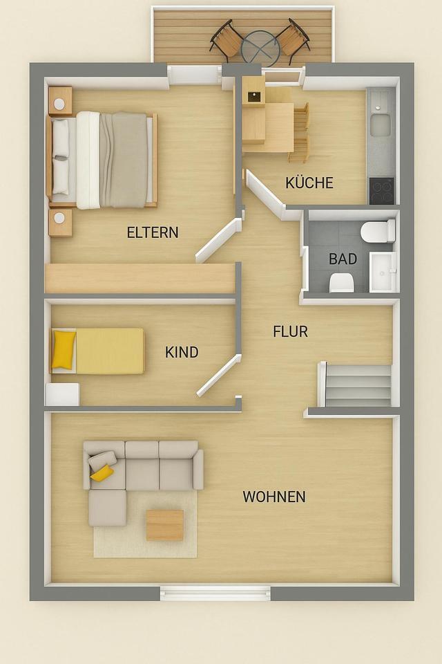 Schöne 3-Zimmer-DG-Wohnung mit EBK und Balkon in St. Georgen