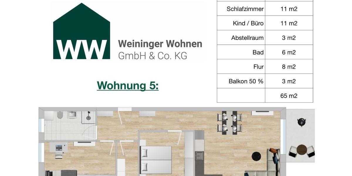 Dachgeschoßwohnung Wenzenbach - 3 Zimmer, 65 m&sup2;, 845&euro; | Angebot:25043631